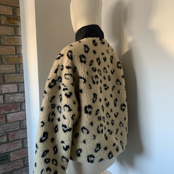 OBEY | M | Chiller Leopard Stampa Teddy Fleece Pullover Jacket - Picture 9 of 12
